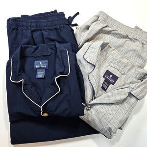 Stafford SZ L- 2 sets- Long Sleeve Drawstring Waist Men's Pajama Sleep PJ's